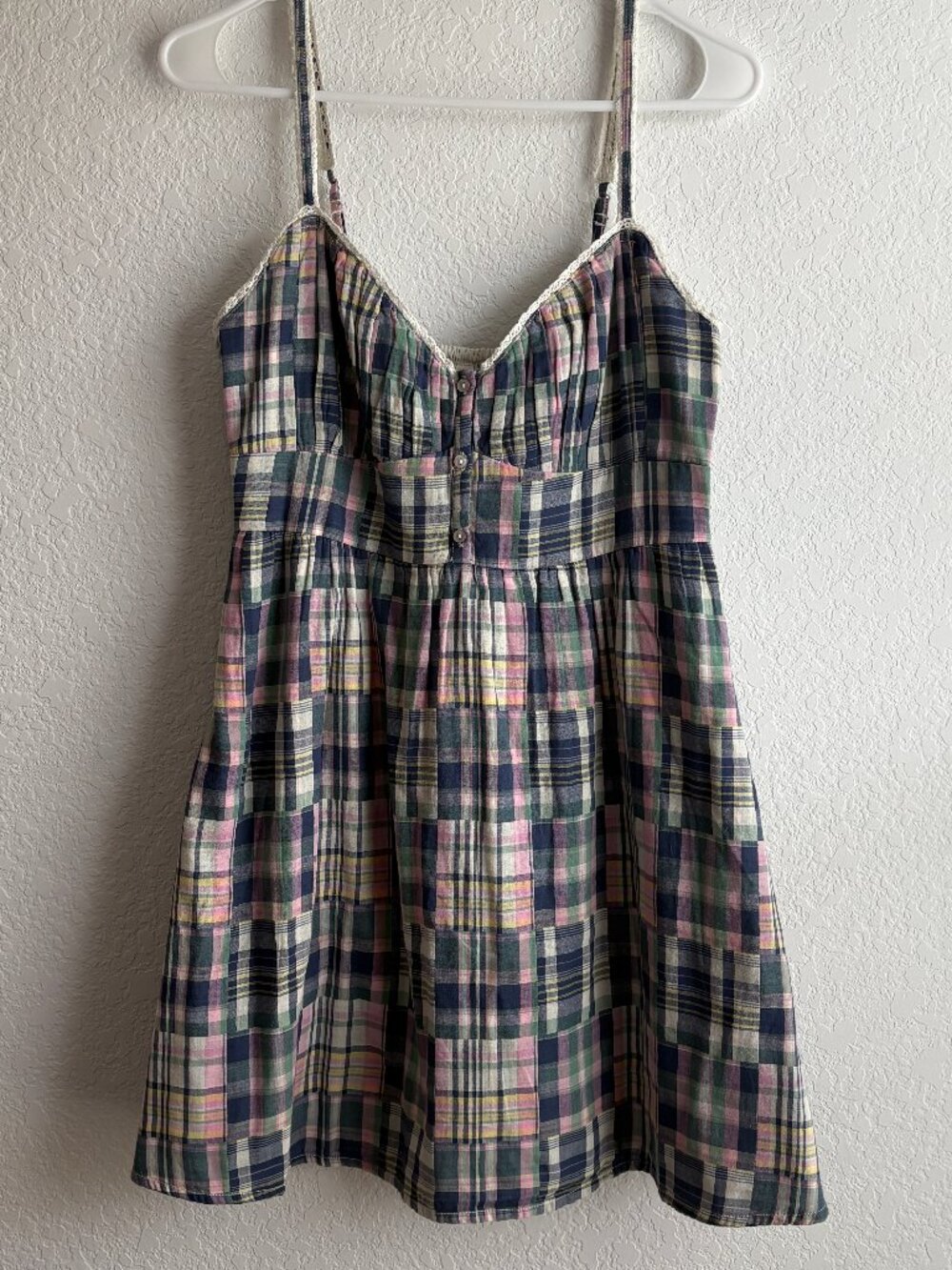AE Cotton Plaid Babydoll Mini Dress